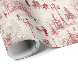 Vintage rote Winterlandschaft  Geschenkpapier