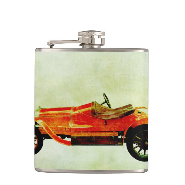 Vintage roter Auto-Flachmann Flachmann (Vorderseite)