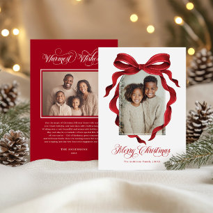 Vintage roter Bogen individuelle Foto-Weihnachtsfe Feiertagskarte