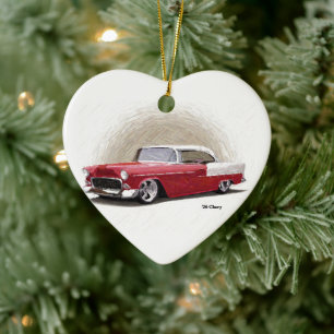Vintage roter Chevy-Coupe Keramik Ornament