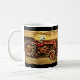 Vintage roter Landtraktor Kaffeetasse