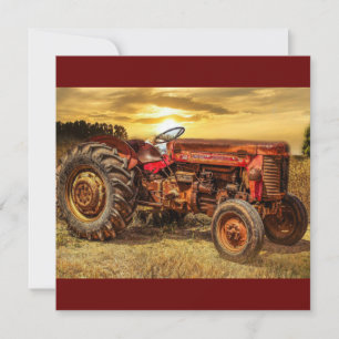 Vintage roter Landtraktor Karte