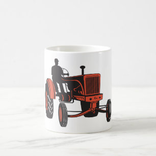 Vintage roter Landwirtstraktor Retro-Landwirt Kaffeetasse