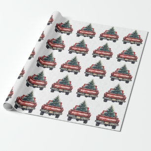 Vintage roter LKW Frohe Weihnachten Geschenkpapier
