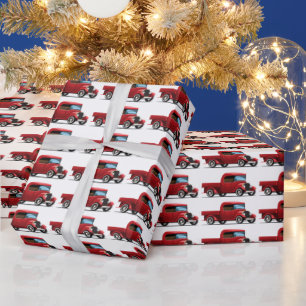 Vintage roter LKW Geschenkpapier