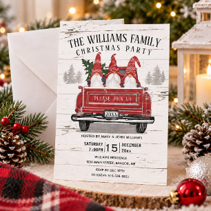 Vintage roter LKW-Gnom Weihnachtsfeier Einladung
