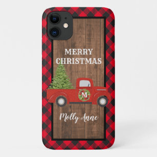Vintage roter LKW mit Weihnachtsbaum-Telefon Case-Mate iPhone Hülle