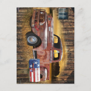 Vintage roter LKW Postkarte