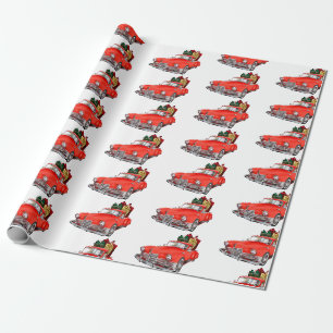 Vintage-Roter-LKW-Weihnachten Geschenkpapier