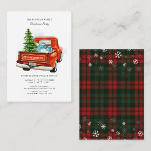 Vintage roter LKW Weihnachtsbaum Familienfeier Mitteilungskarte