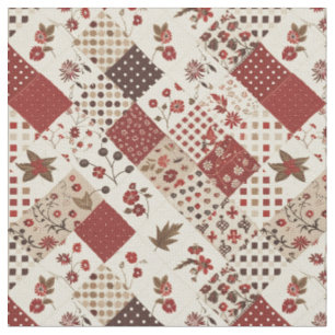 Vintage roter Patchwork Cottagecore Farmhouse Quil Stoff