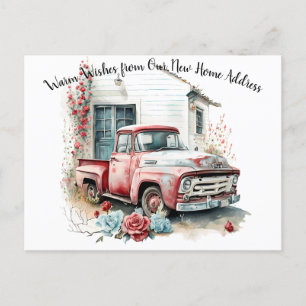 Vintage roter Pick-up-Truck Umzugs-Postkarte Postkarte