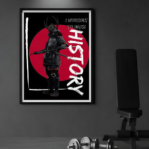 Vintage roter Sonnensamurai Krieger Poster