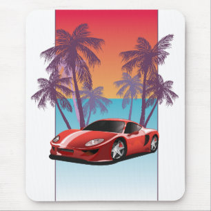 Vintage roter Sportwagen Mousepad