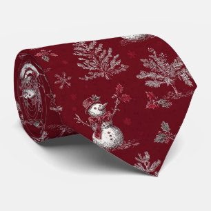 Vintage roter Toile-de-Jouy-Christmas-Botanik - Sc Krawatte