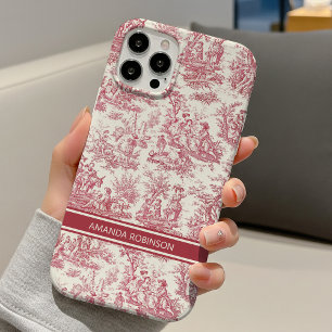 Vintage roter Toile-de-Jouy-Druck iPhone 16 Hülle