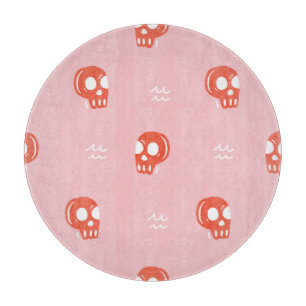 Vintage roter Totenkopf-Muster Schneidebrett