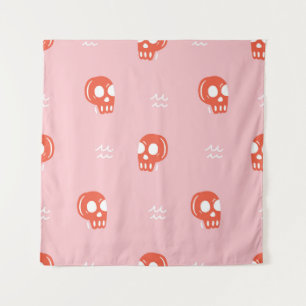 Vintage roter Totenkopf-Muster Wandteppich