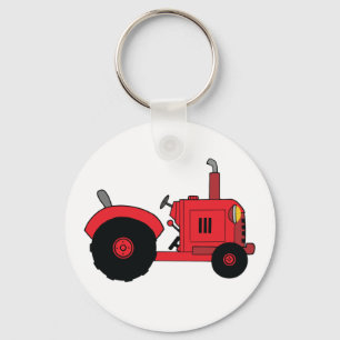 Vintage roter Traktor Schlüsselanhänger