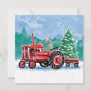 Vintage roter Traktor Weihnachtsbaum Save the Date