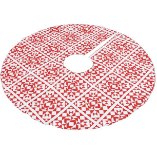 Vintage roter Weihnachts-Geometric-Quilt-Muster Polyester Weihnachtsbaumdecke