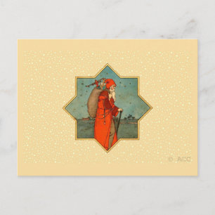 Vintage roter Weihnachtsmann St. Nikolaus Feiertagspostkarte