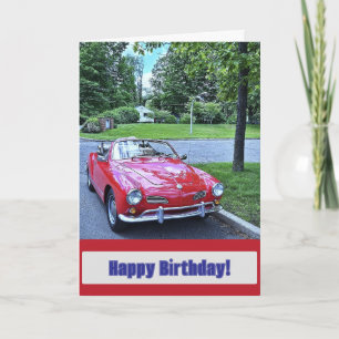 Vintage rotes Auto Geburtstag Karte