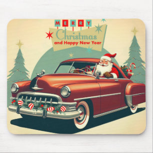 Vintage rotes Auto & Weihnachtsmann Mousepad