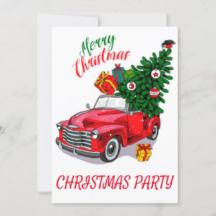 Vintage rotes Auto Weihnachtsurlaub Einladung