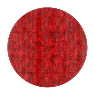 Vintage rotes Blumenkunstwerk Schneidebrett