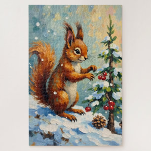 Vintage Rotes Eichhörnchen Tannenbaum Weihnachten