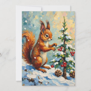 Vintage Rotes Eichhörnchen Tannenbaum Weihnachten