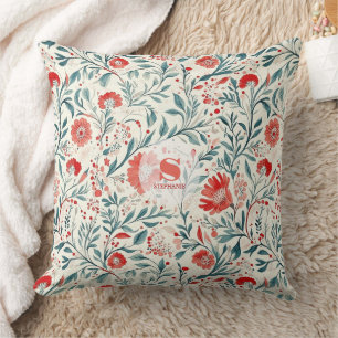 Vintage rotes Gänseblümchen-Blumenmuster - Botanis Kissen