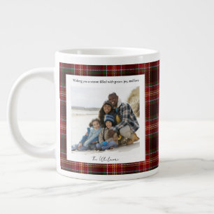 Vintage rotes Karo-Monogramm 2 Foto niedlicher Wei Jumbo-Tasse