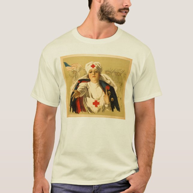 Vintage rotes Kreuz-Krankenschwester T-Shirt (Vorderseite)