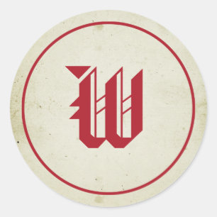 Vintage rotes Monogramm-Versiegelung Runder Aufkleber