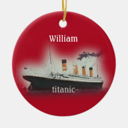Vintage rotes Titanic-Schiff Keramik-Ornament Keramik Ornament