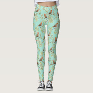 Vintage-Rotkehlchen-Kunstmuster Leggings