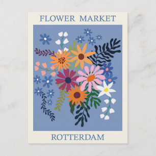 Vintage Rotterdam Holland Blumenmarkt Reise Postkarte