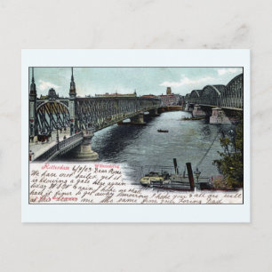Vintage Rotterdam Niederlande Willems-Brücke Postkarte