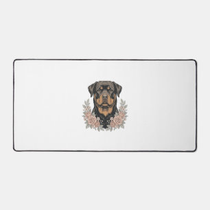 Vintage-Rottweiler-Blumen-Porträt-Shirt-Design_1 Schreibtischunterlage