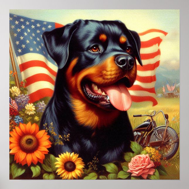 Vintage Rottweiler-Malerei Poster (Vorne)
