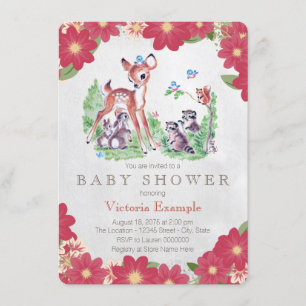 Vintage Rotwild-Baby-Dusche Einladung