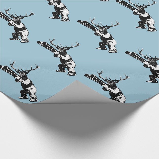 Vintage Rotwildjagd Geschenkpapier (Ecke)