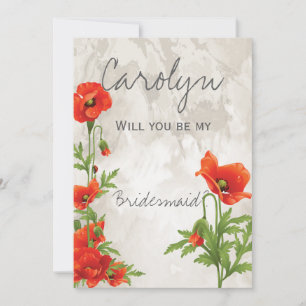 VINTAGE ROUGE POPIES BRIDESMAID INVITATION