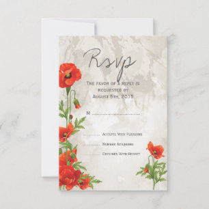 VINTAGE ROUGE POPIES MARIAGE RSVP