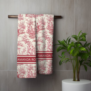 Vintage rouge toile de jouy imprimé