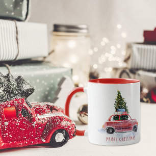 Vintage rouge voiture de Noël Mug