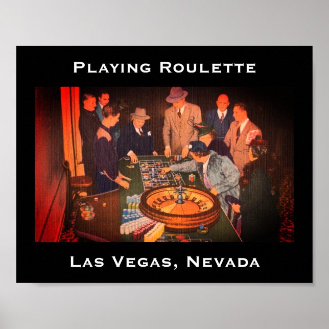 Vintage Roulette Szene, Las Vegas, Nevada Poster (Vorne)