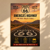 Vintage Route 66 Centennial America Highway Poster
